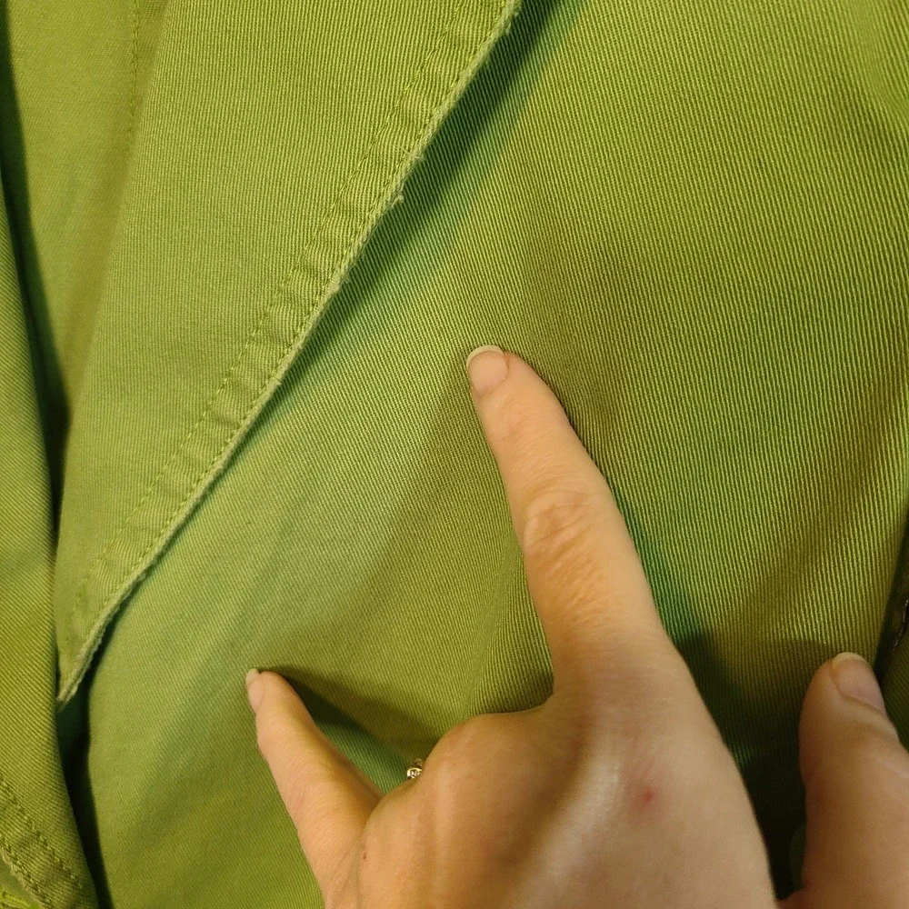 VTG Y2K J Crew Single Button Blazer Women S Cotton Twill Lime Green 3/4 Sleeve